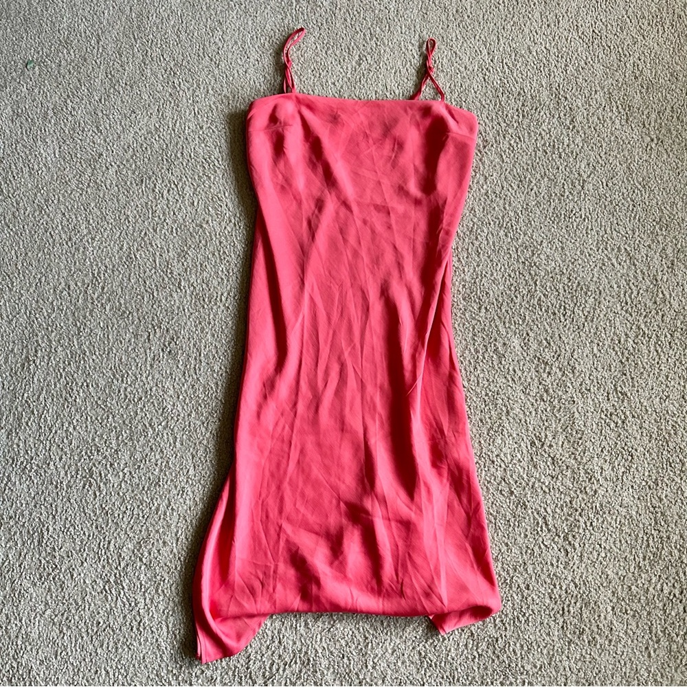 A New Day Pink Satin Midi Dress